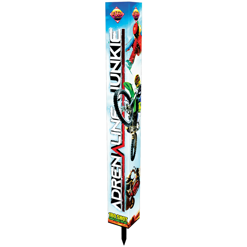 Adrenaline Junkie – 180 Shot Roman Candle Battery